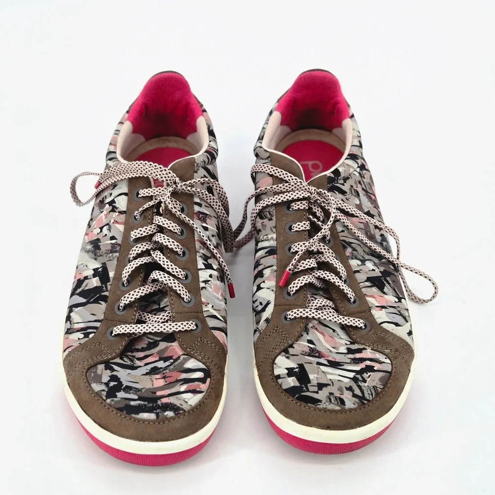 PLAE Prospect Abstract Camo Pink Grey Suede Comfort Sneakers Women's Size 8.5